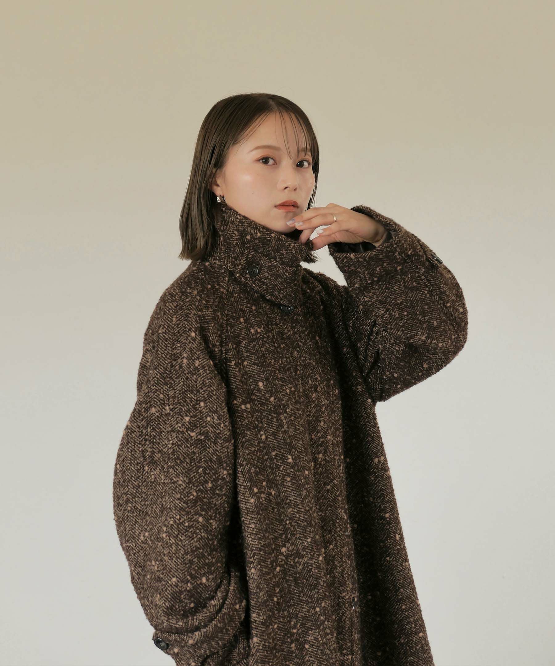 original stand collar wool tweed coat | Reurie'（レウリィ）