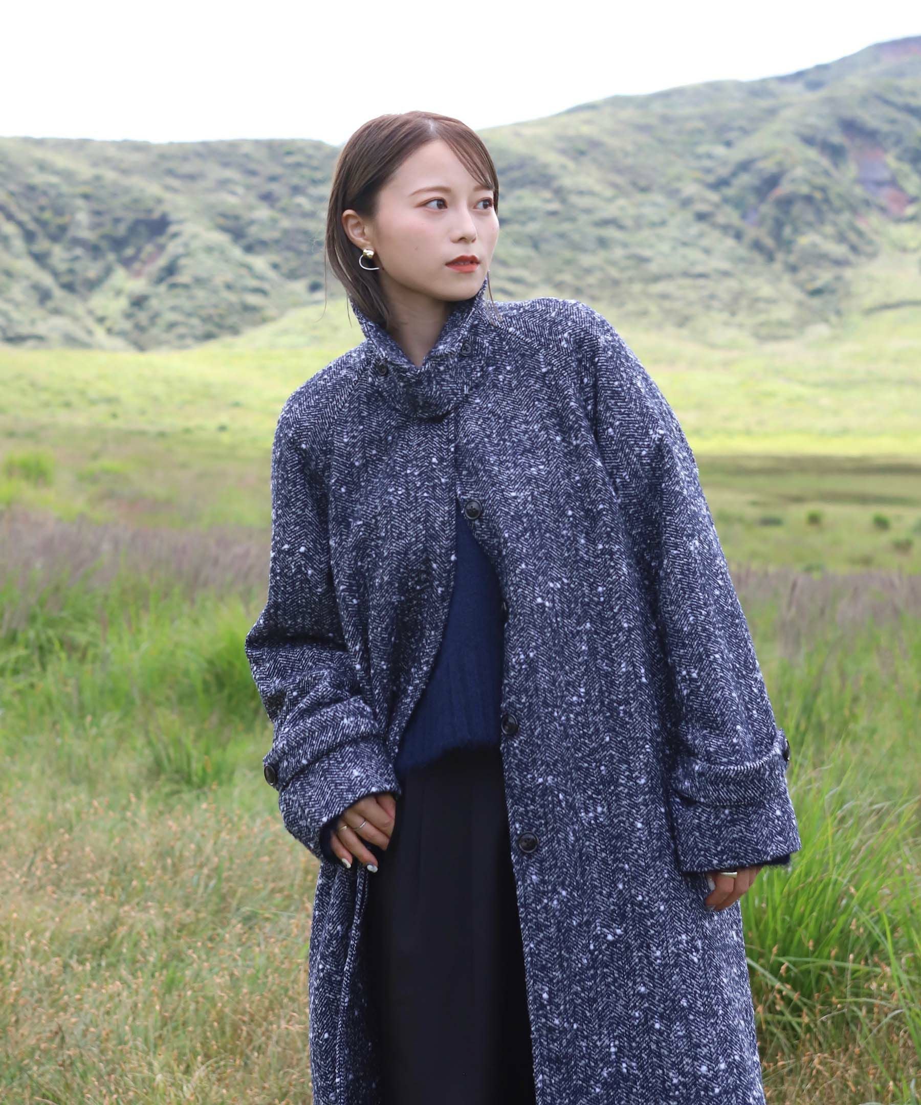 original stand collar wool tweed coat | Reurie'（レウリィ）