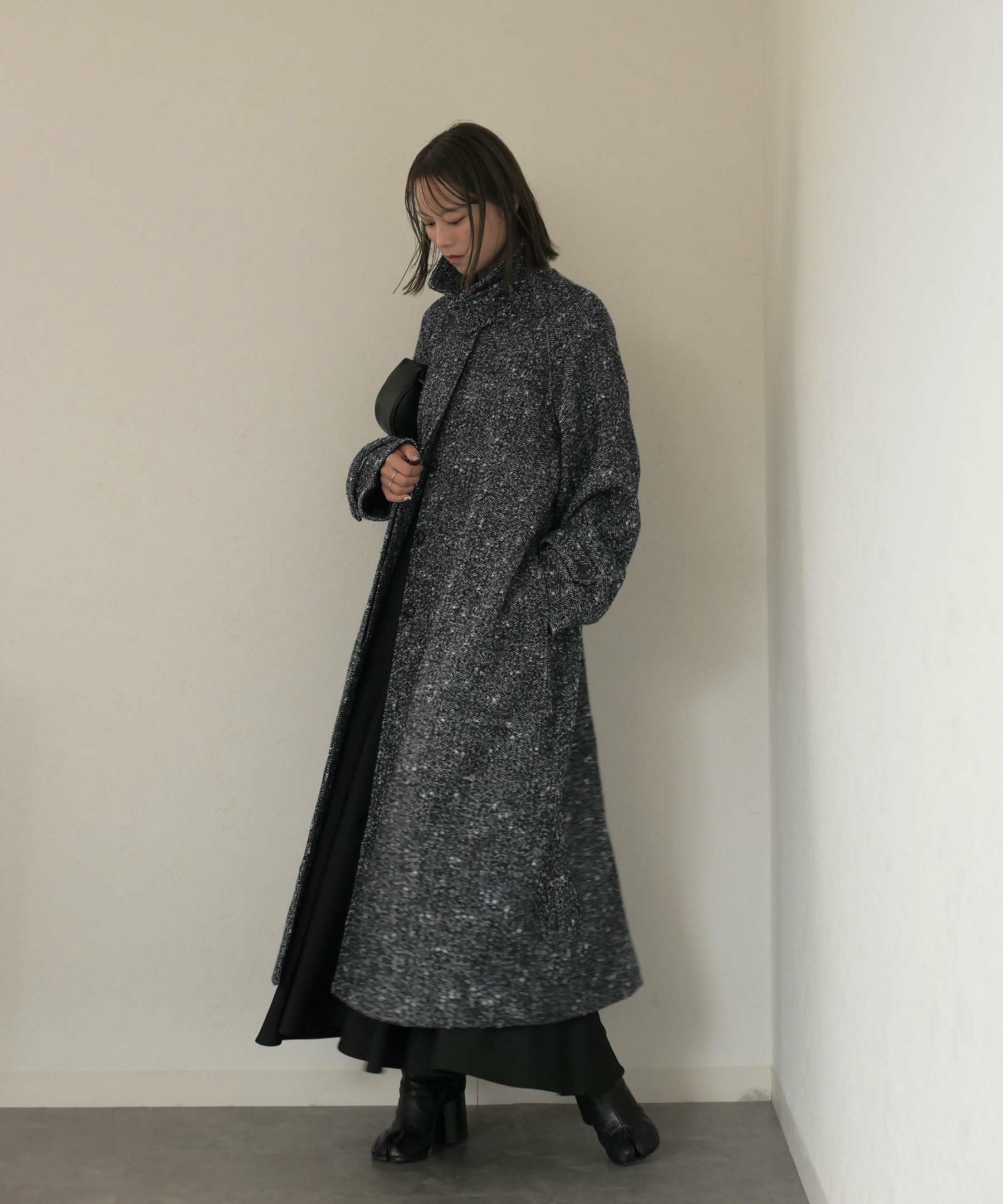 original stand collar wool tweed coat | Reurie'（レウリィ）