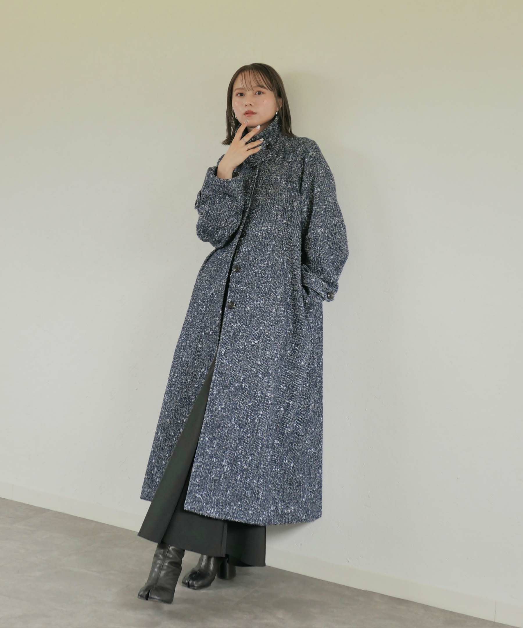 original stand collar wool tweed coat | Reurie'（レウリィ）