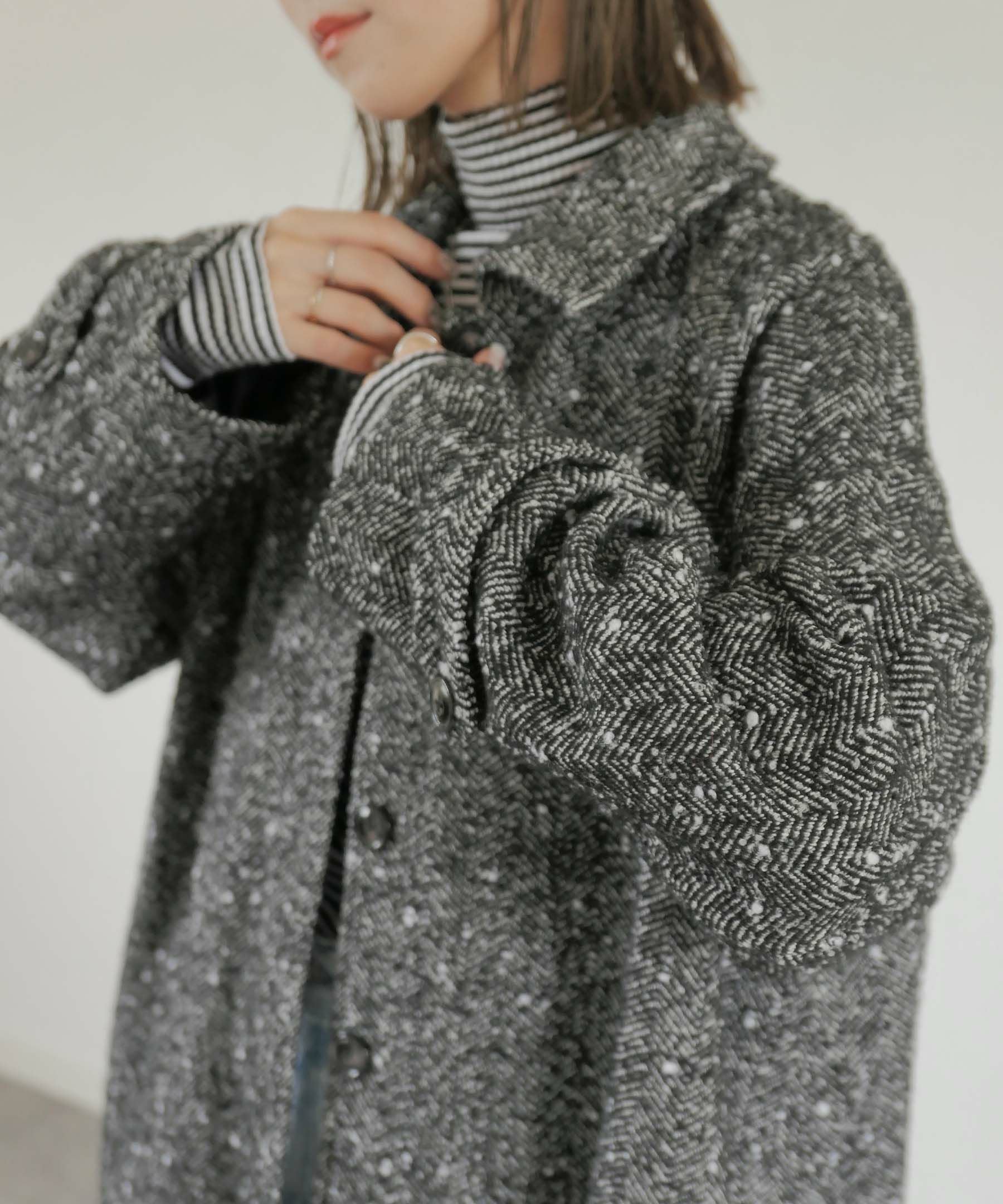 original stand collar wool tweed coat | Reurie'（レウリィ）
