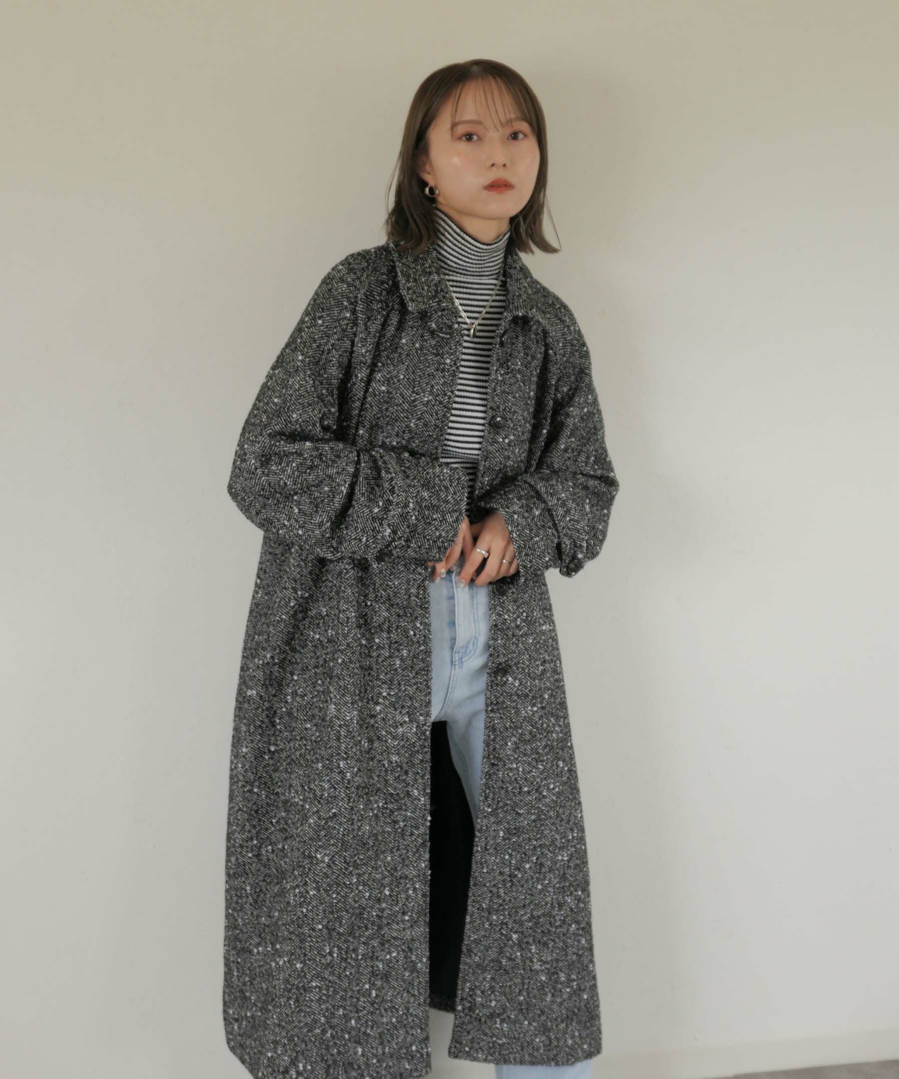 original stand collar wool tweed coat | Reurie'（レウリィ）