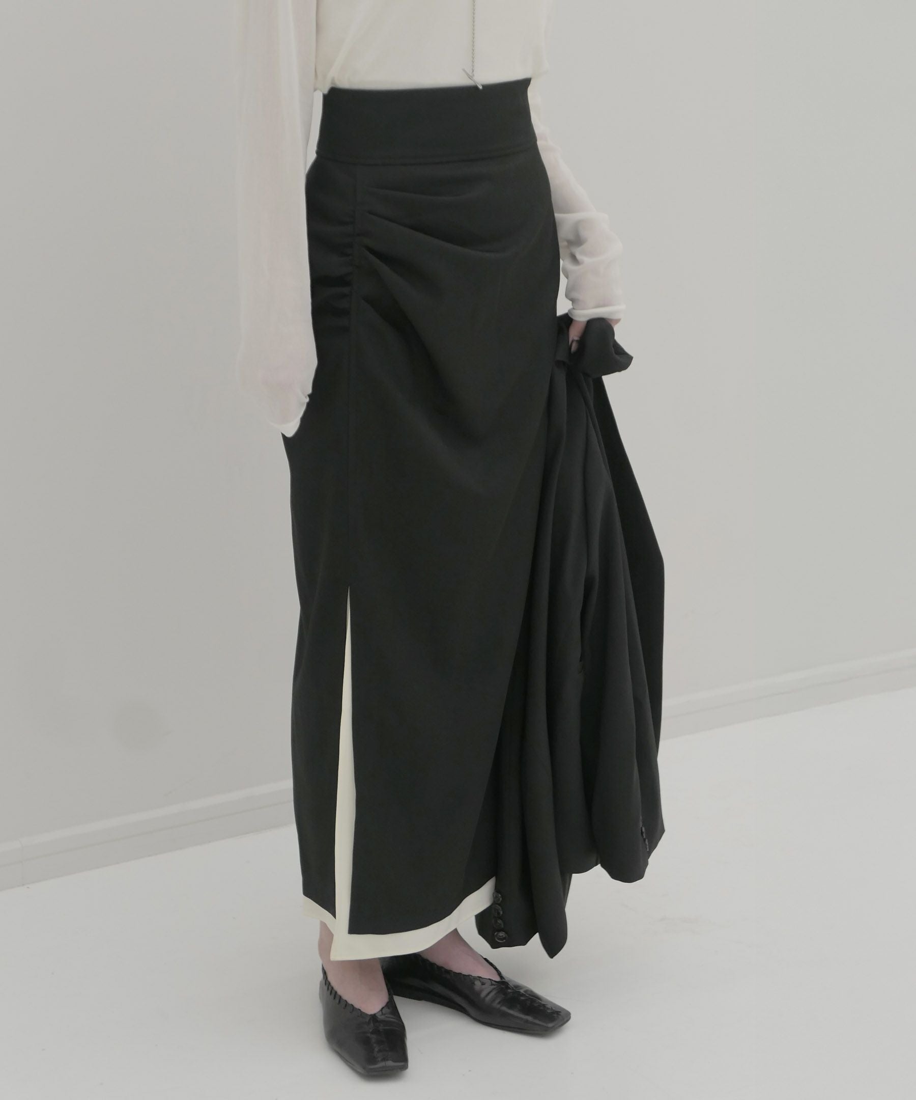 original side gather long slit skirt | Reurie'（レウリィ）