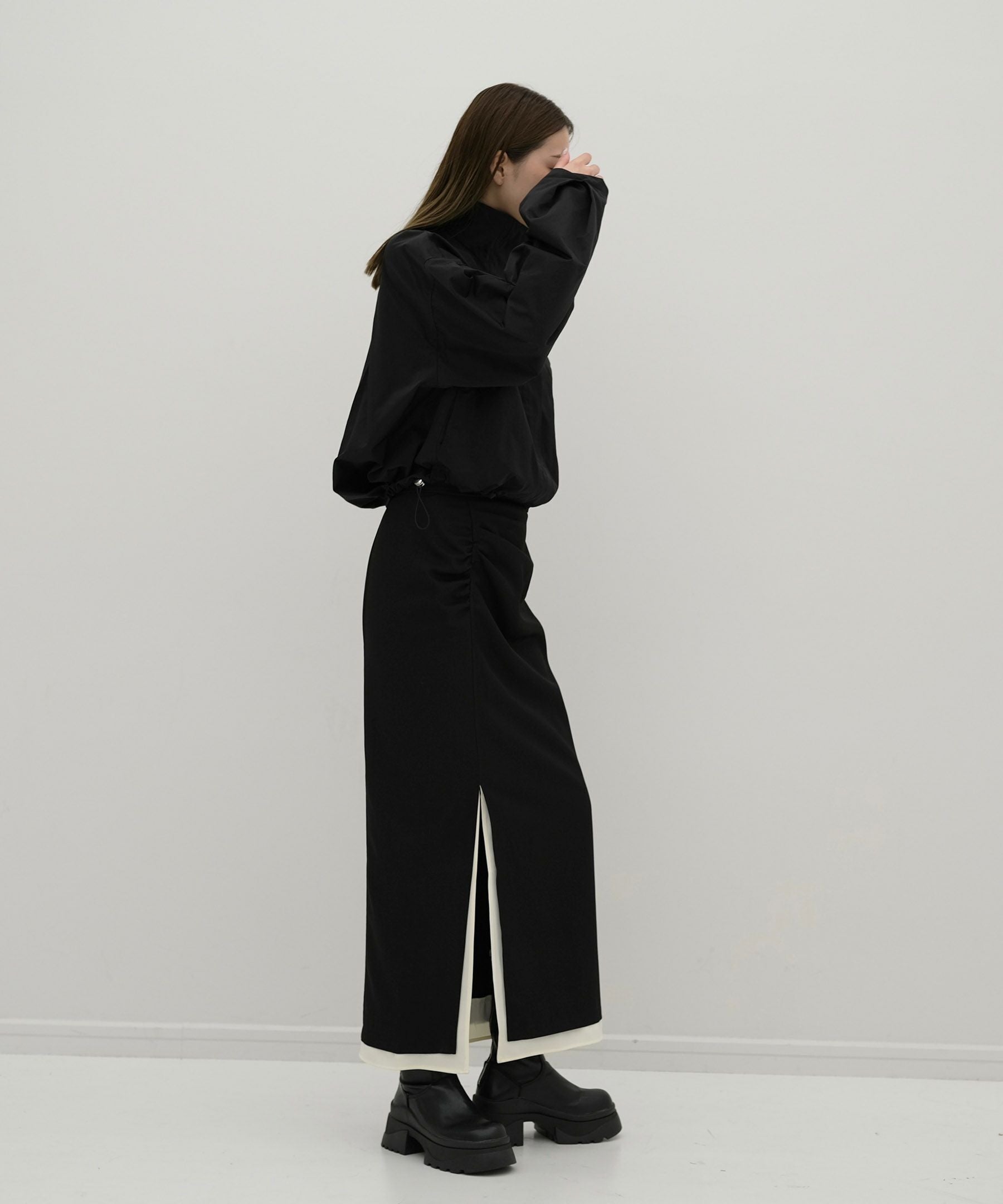 original side gather long slit skirt | Reurie'（レウリィ）