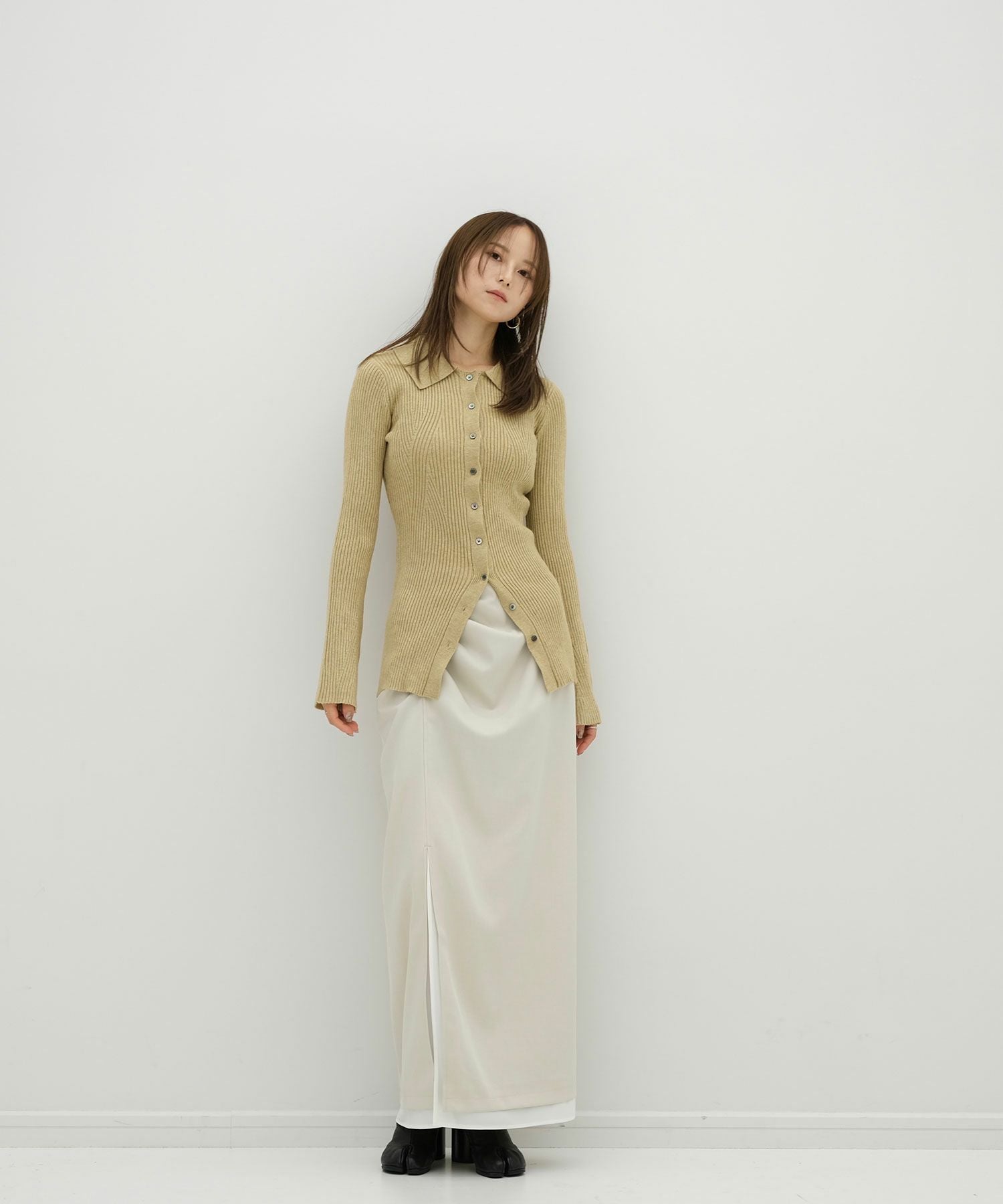 original side gather long slit skirt | Reurie'（レウリィ）