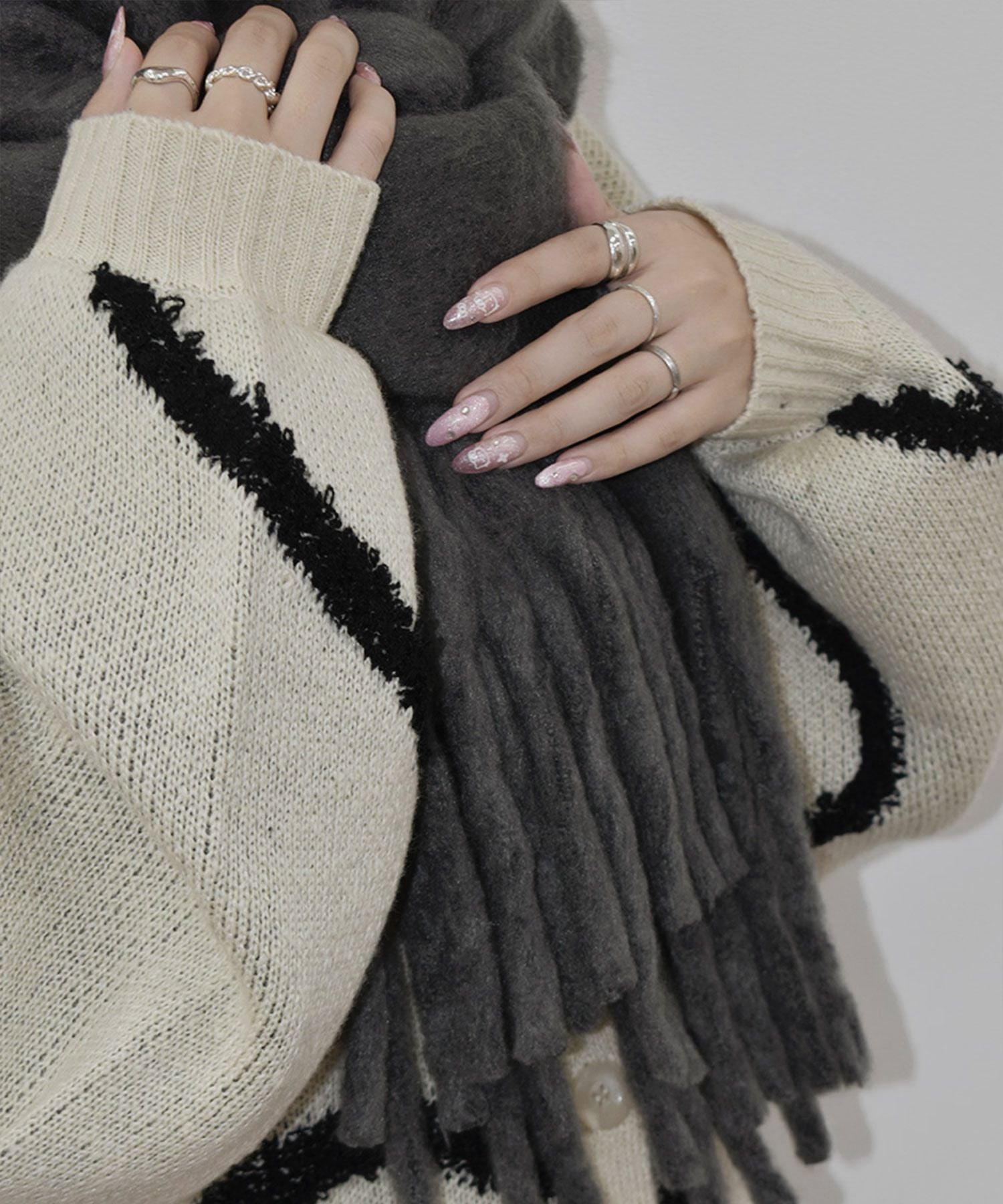 送料無料☆♡Éé mohair fringe muffler ivory☆ セール】 モヘアライクストール （マフラー・ショール・スヌード