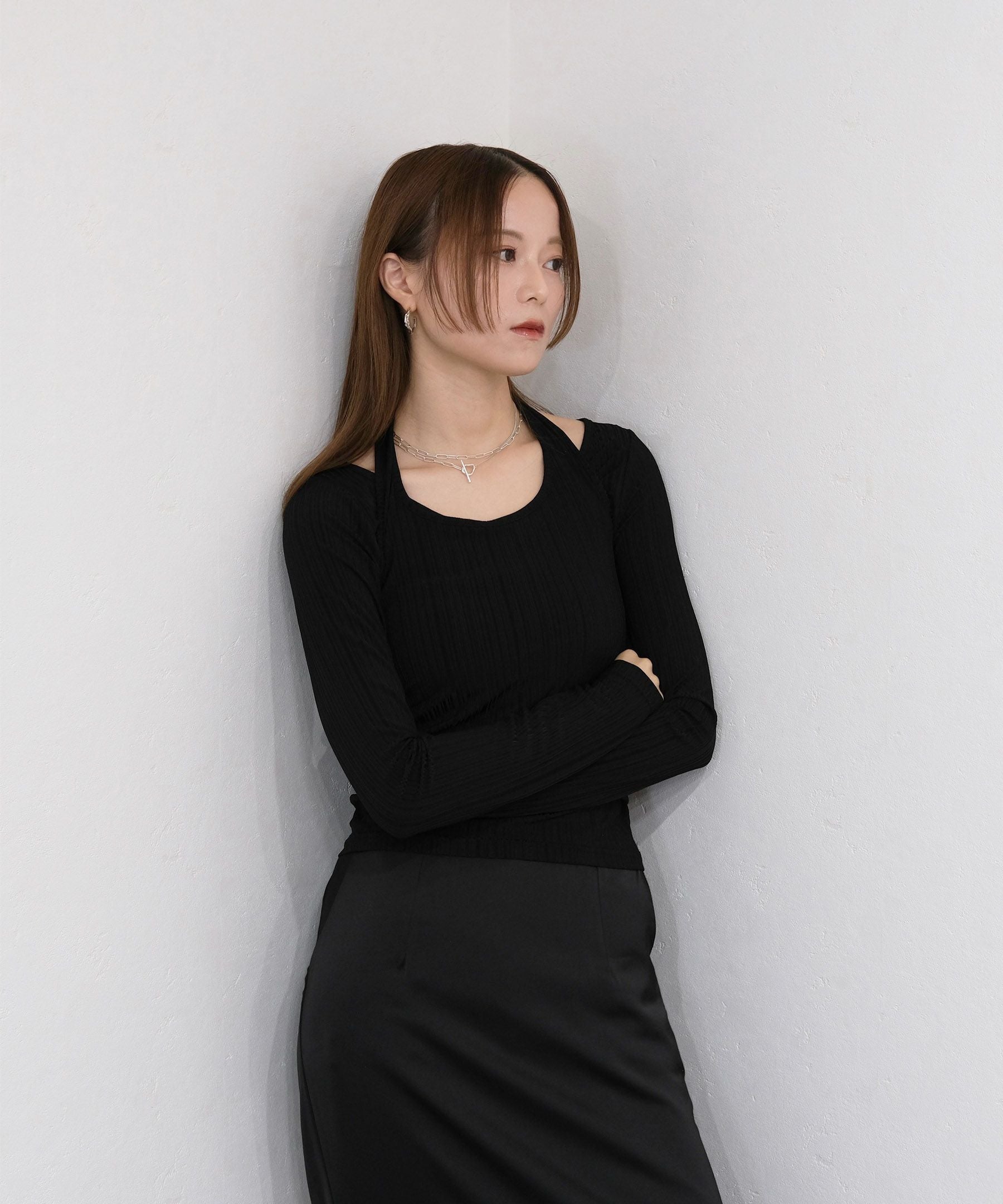 layered halterneck sheer top | Reurie'（レウリィ）