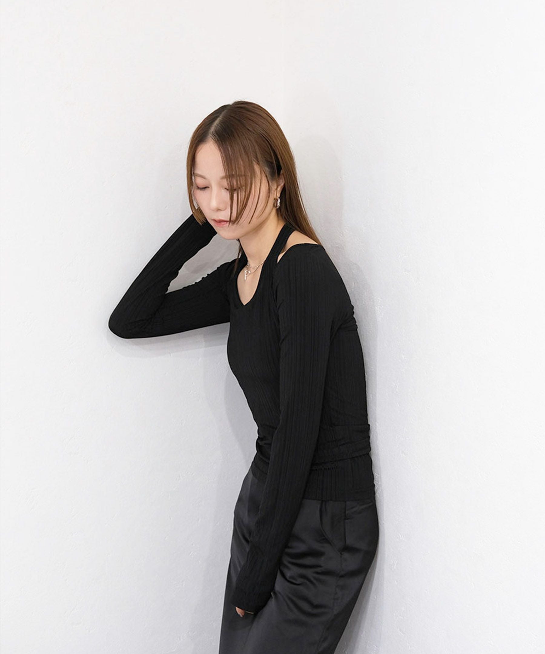 トップス melt the lady halterneck layered tops layered halterneck sheer top | Reurie'（レウリィ）