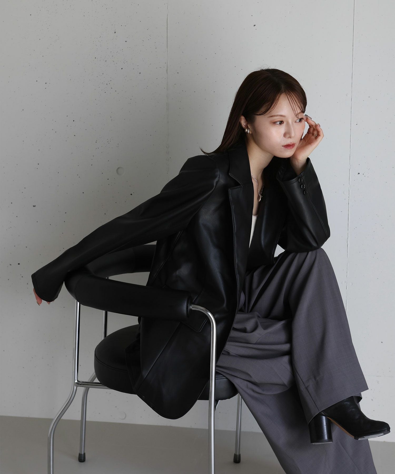 original faux leather tailored jacket | Reurie'（レウリィ）