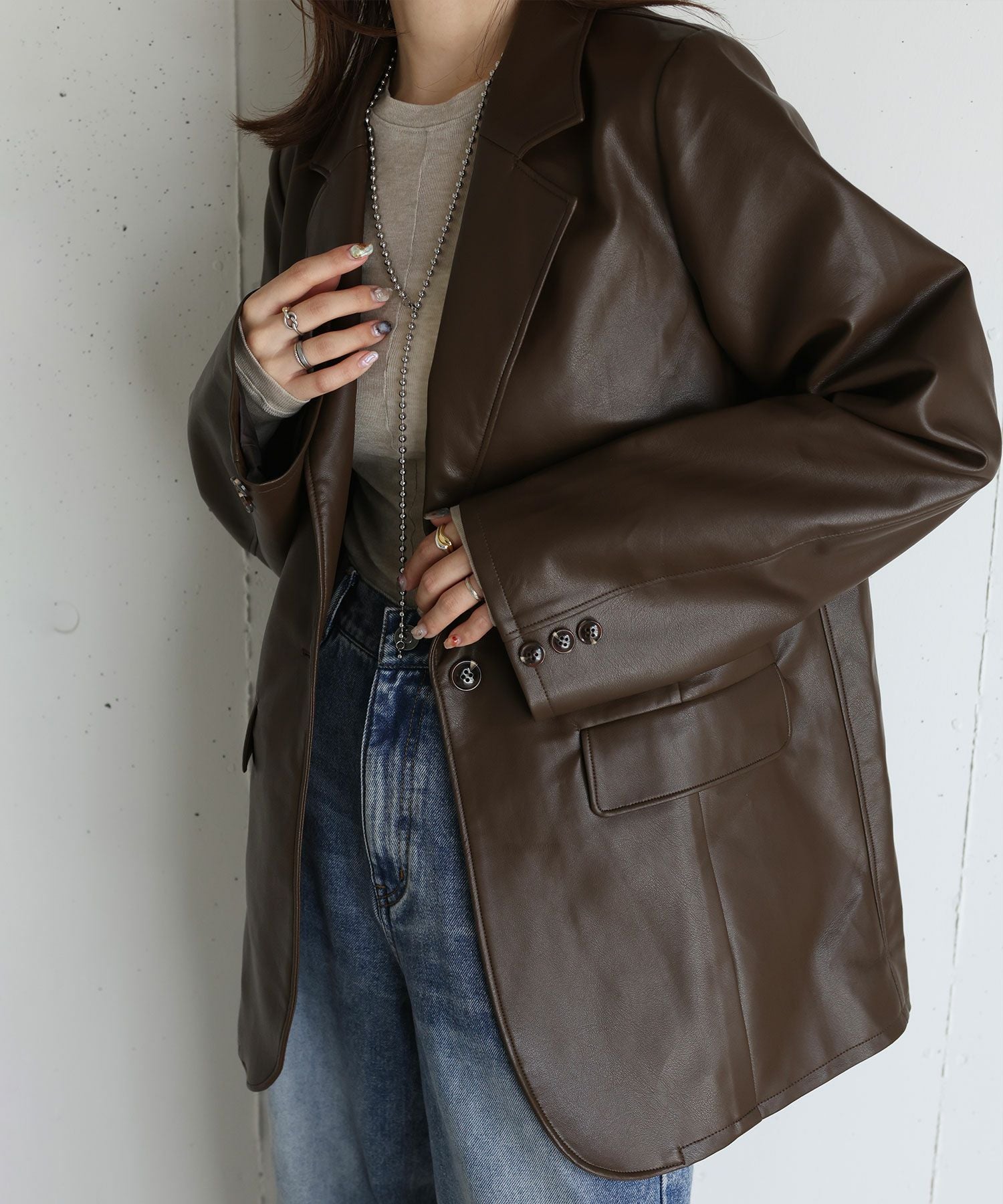 original faux leather tailored jacket | Reurie'（レウリィ）