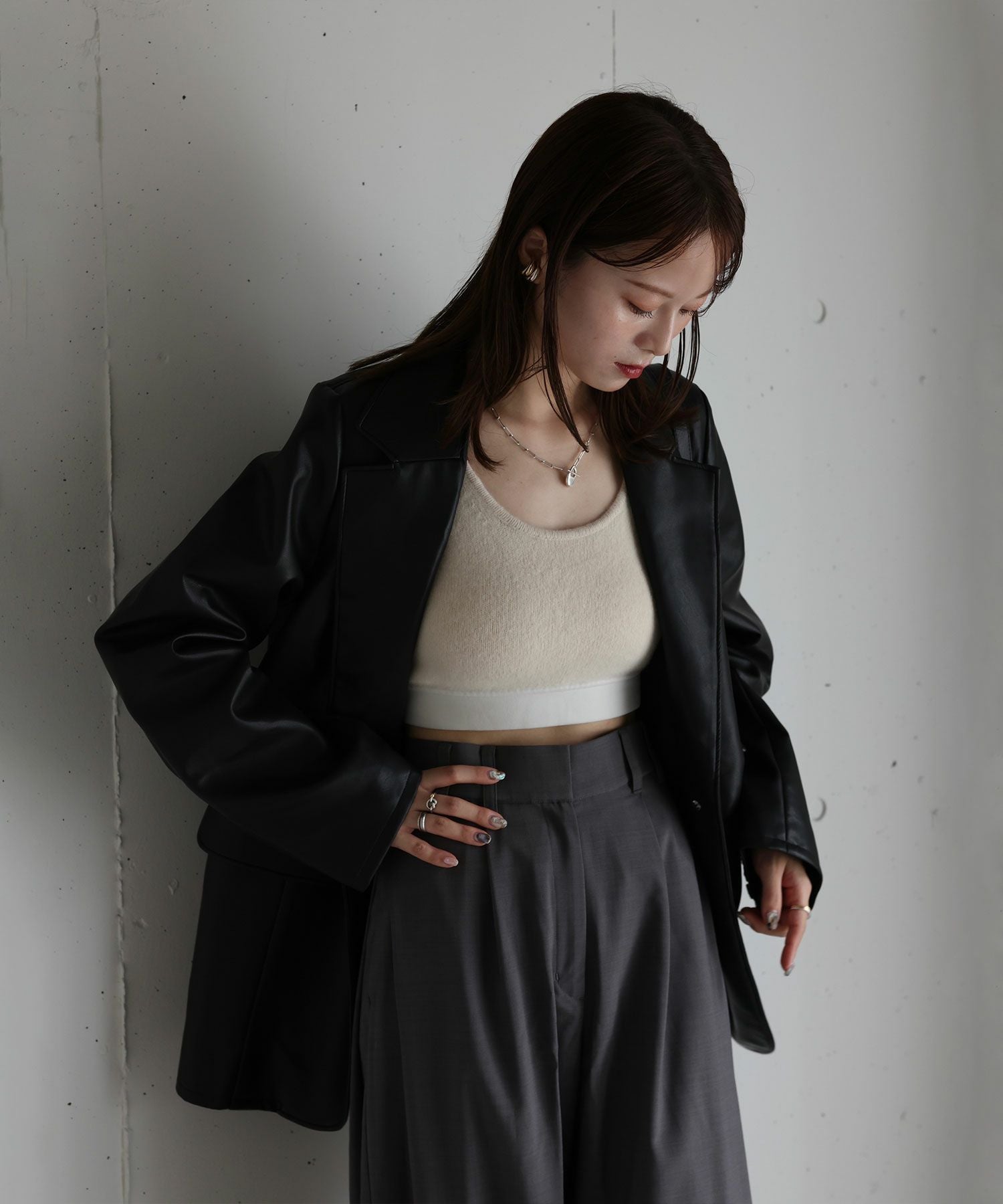 original faux leather tailored jacket | Reurie'（レウリィ）