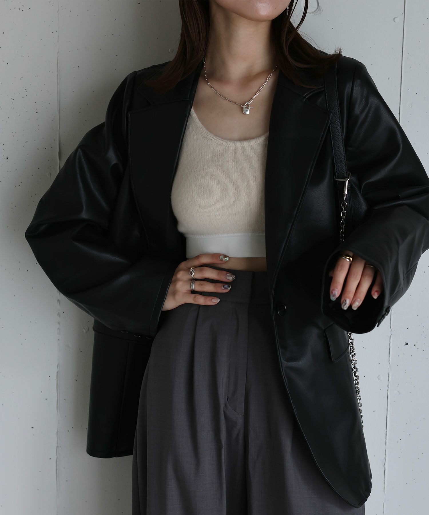 Reurie' オリジナルフォーレザーテーラードジャケット original faux leather tailored jacket | Reurie'（レウリィ）