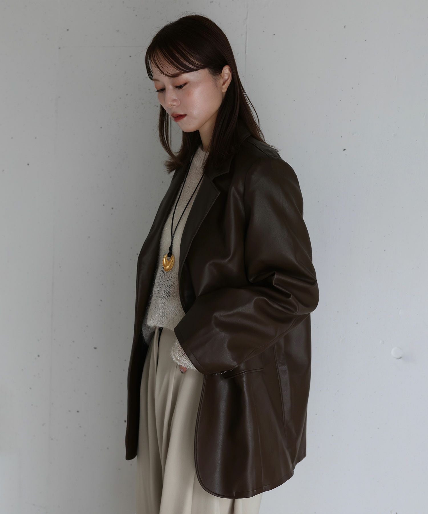 original faux leather tailored jacket | Reurie'（レウリィ）