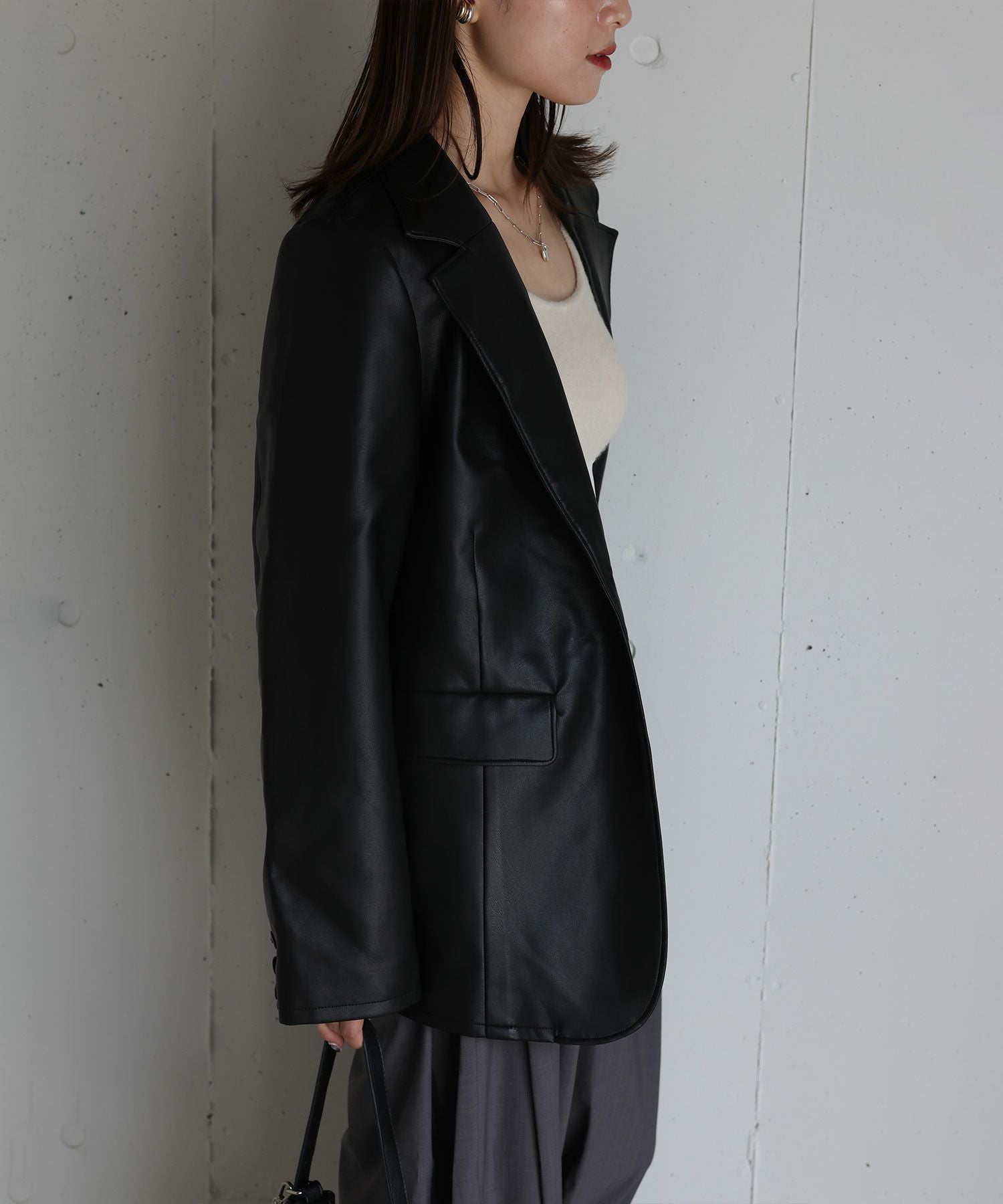original faux leather tailored jacket | Reurie'（レウリィ）