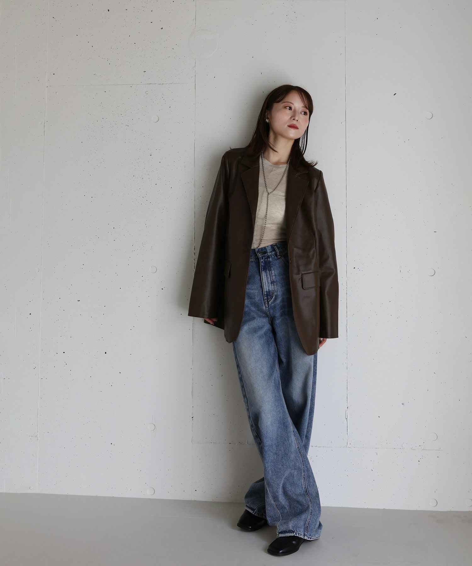 original faux leather tailored jacket | Reurie'（レウリィ）