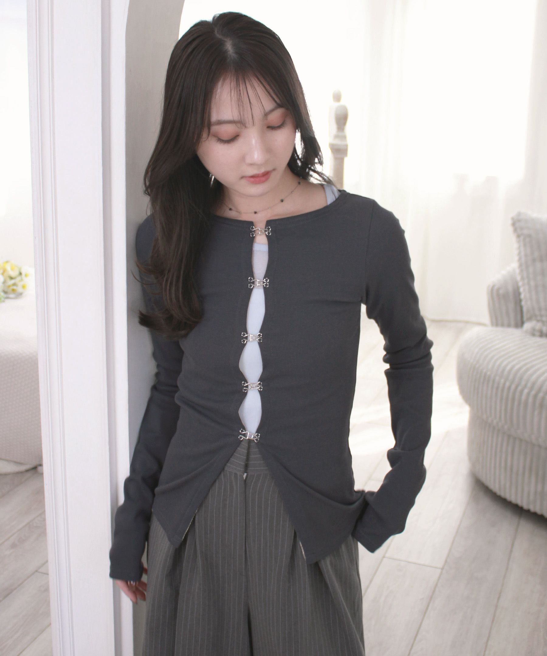 W75 wjk 2-ply hook cardigan カーディガン S original hook design cardigan | Reurie'（レウリィ）
