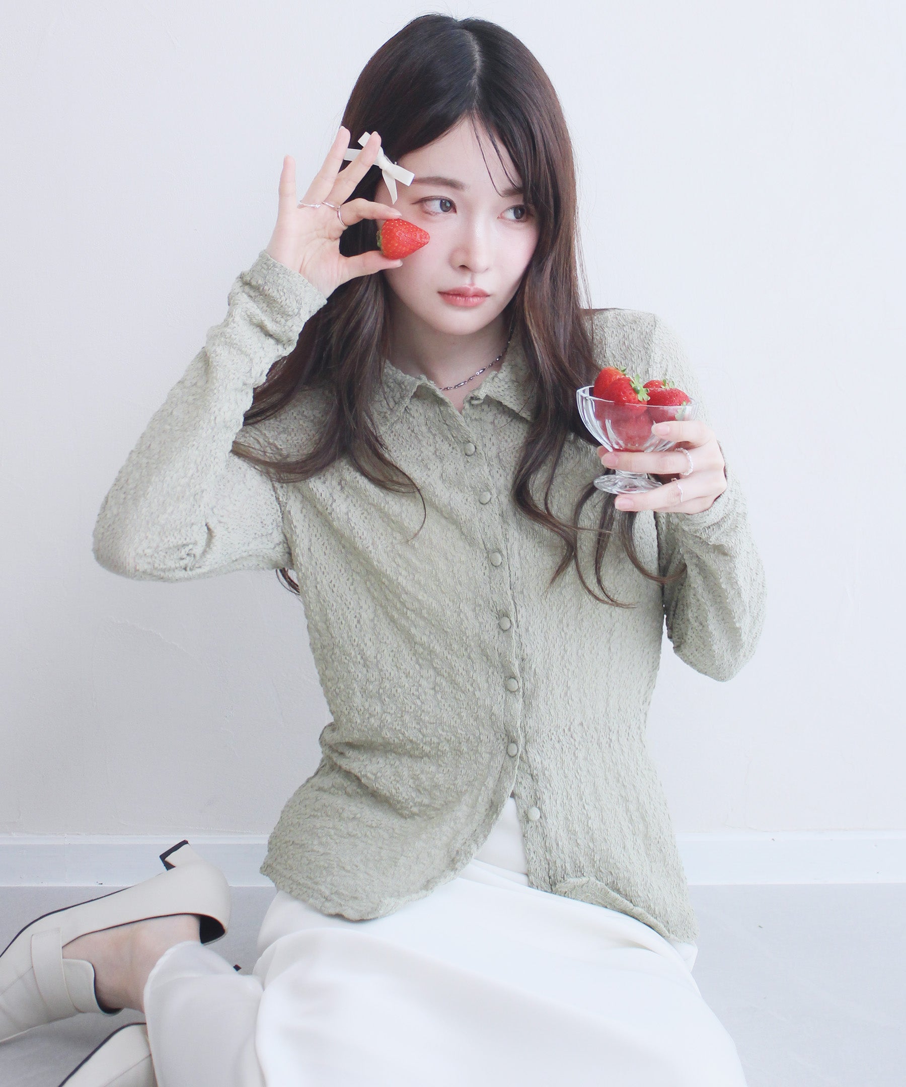 Rie　alors paris アローパリ　ニット　レベッカ　グレー Rosee Loose Knit Cardigan – Aleeza Paris