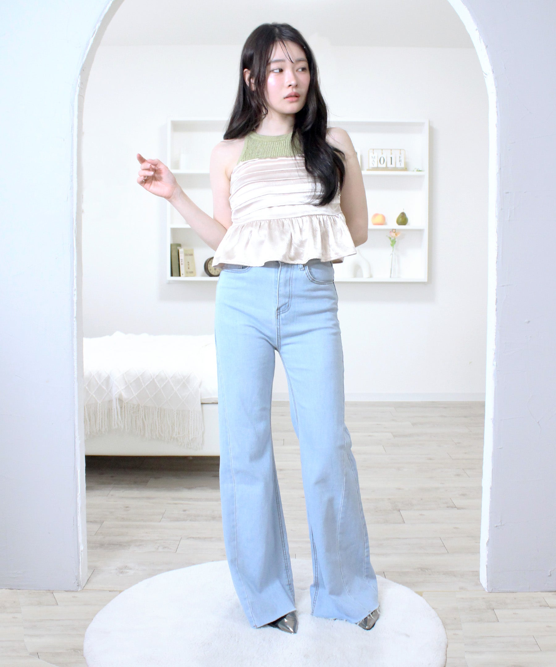 cut off stretch flare denim | Reurie'（レウリィ）