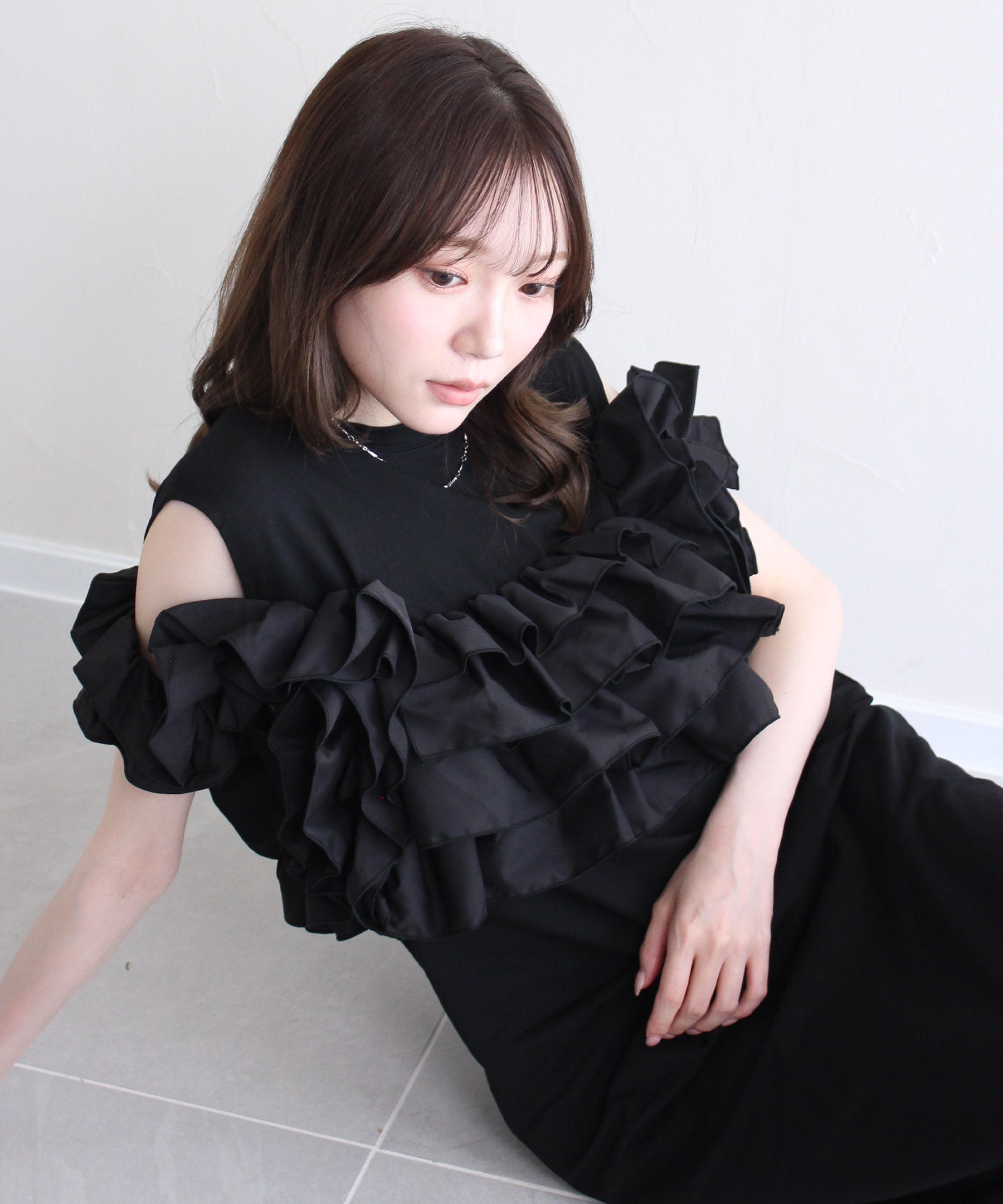 frill bustier knit onepiece | Reurie'（レウリィ）