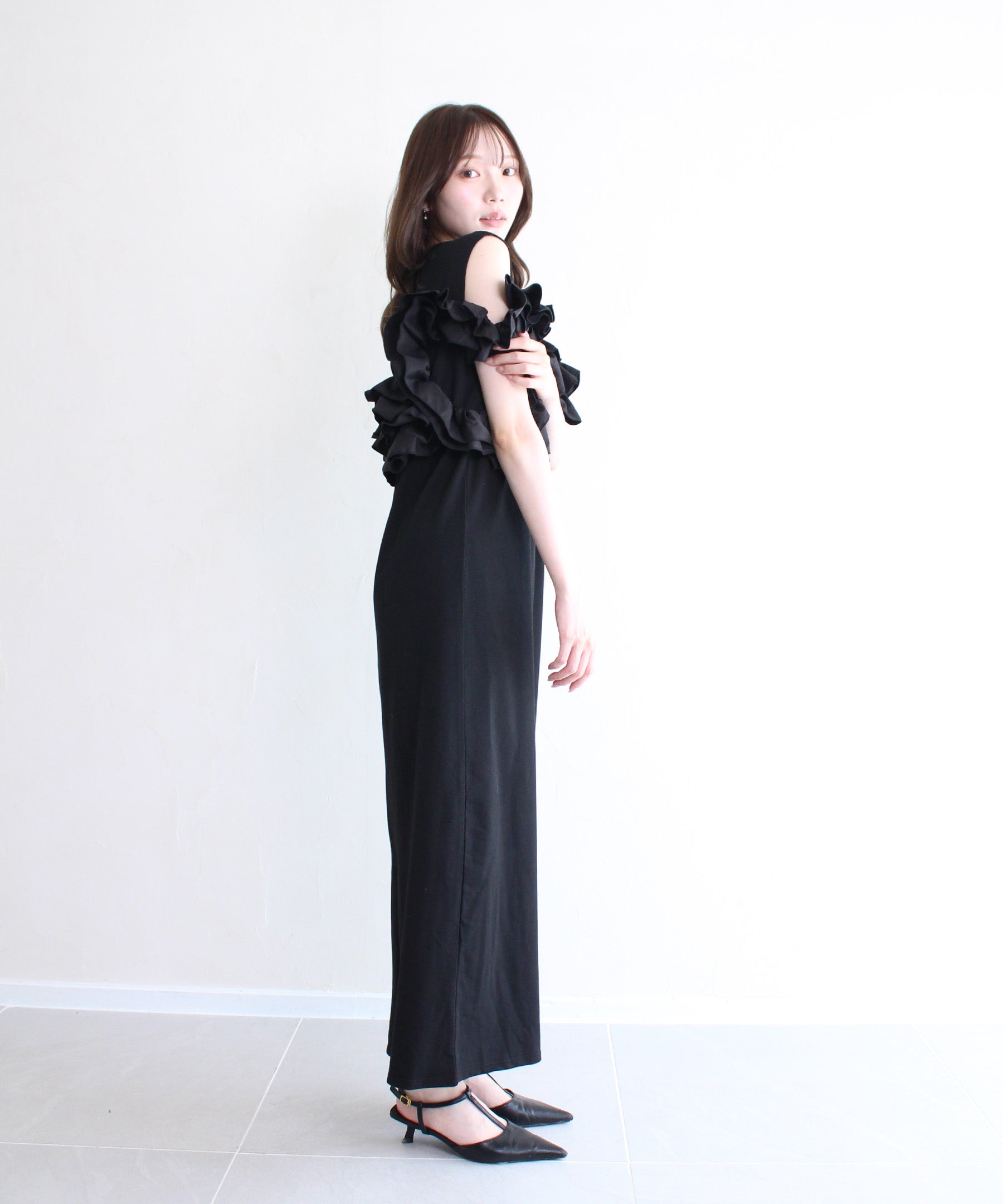 frill bustier knit onepiece | Reurie'（レウリィ）