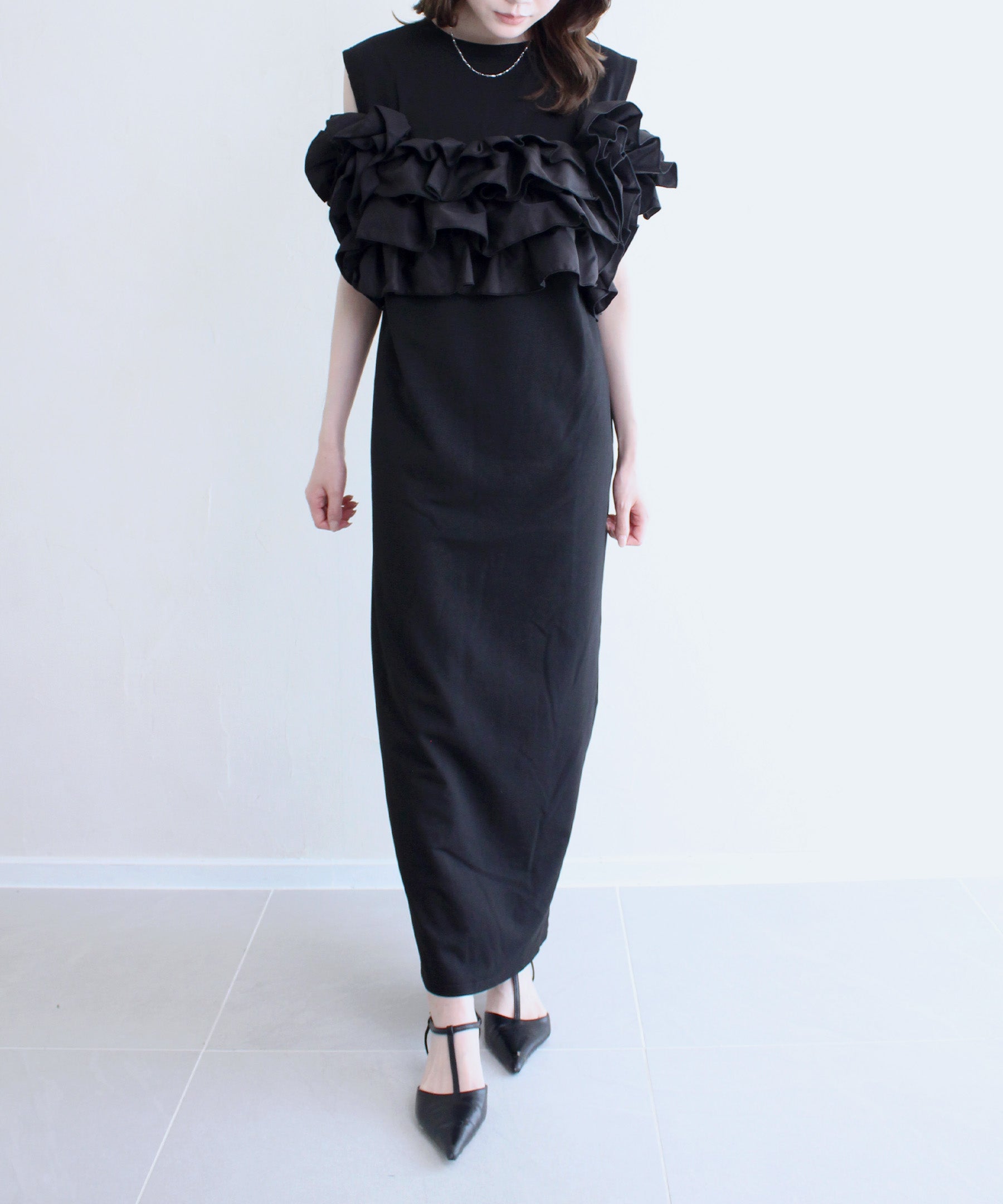 frill bustier knit onepiece | Reurie'（レウリィ）