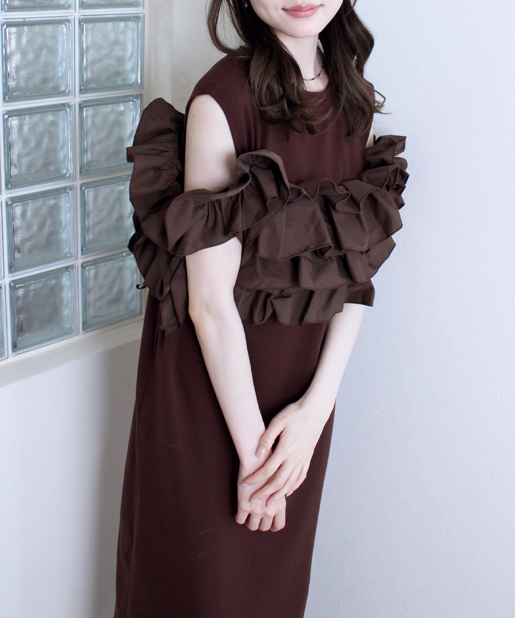 frill bustier knit onepiece | Reurie'（レウリィ）