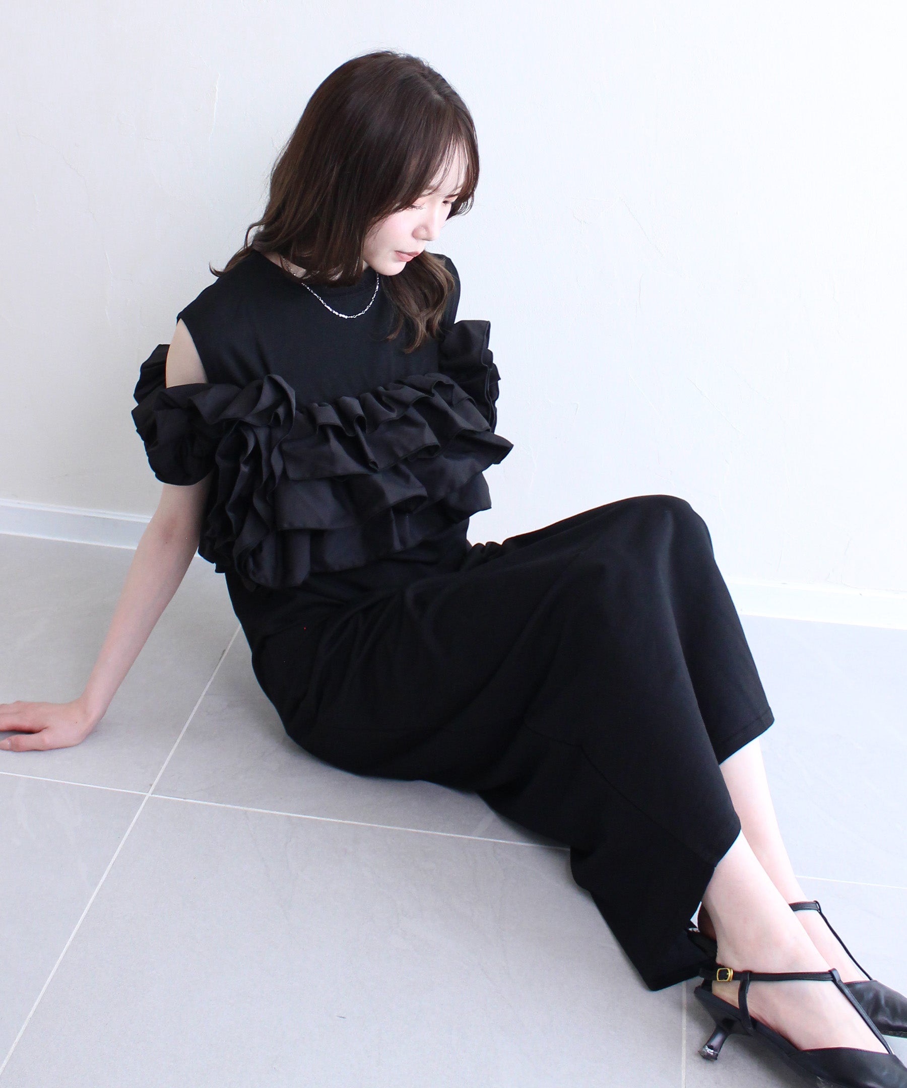 frill bustier knit onepiece | Reurie'（レウリィ）
