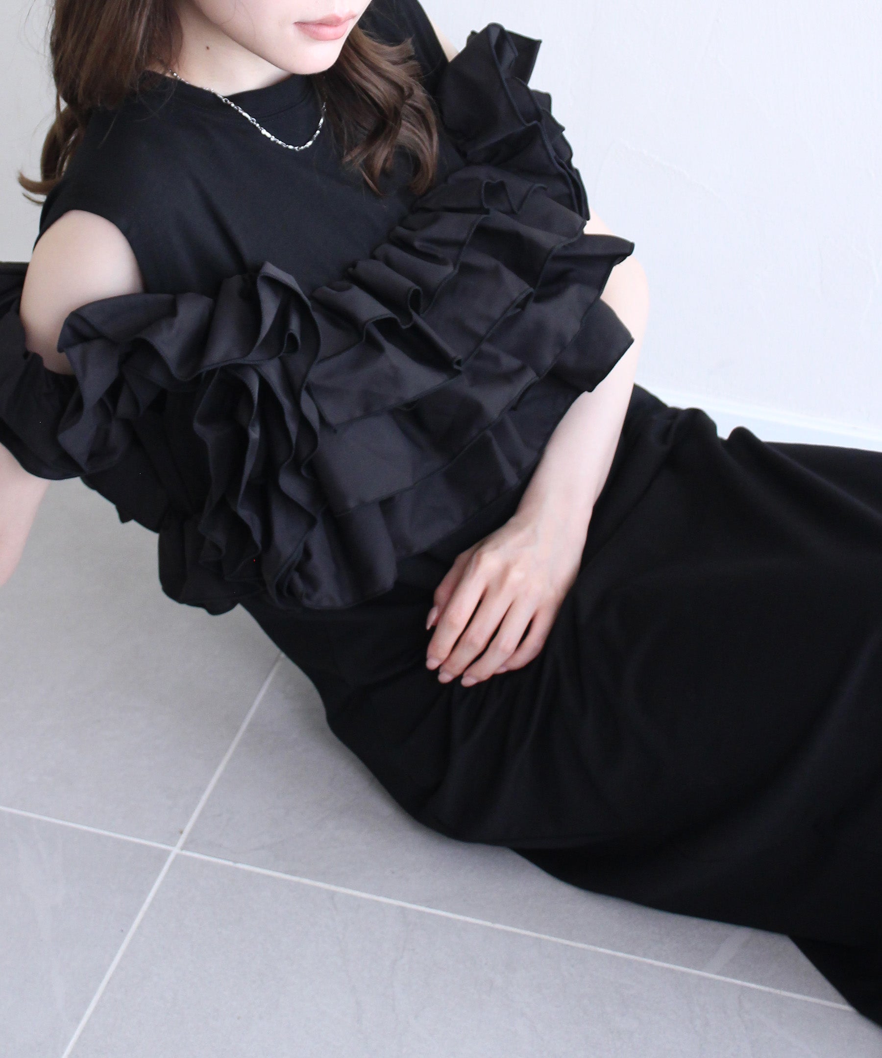 frill bustier knit onepiece | Reurie'（レウリィ）