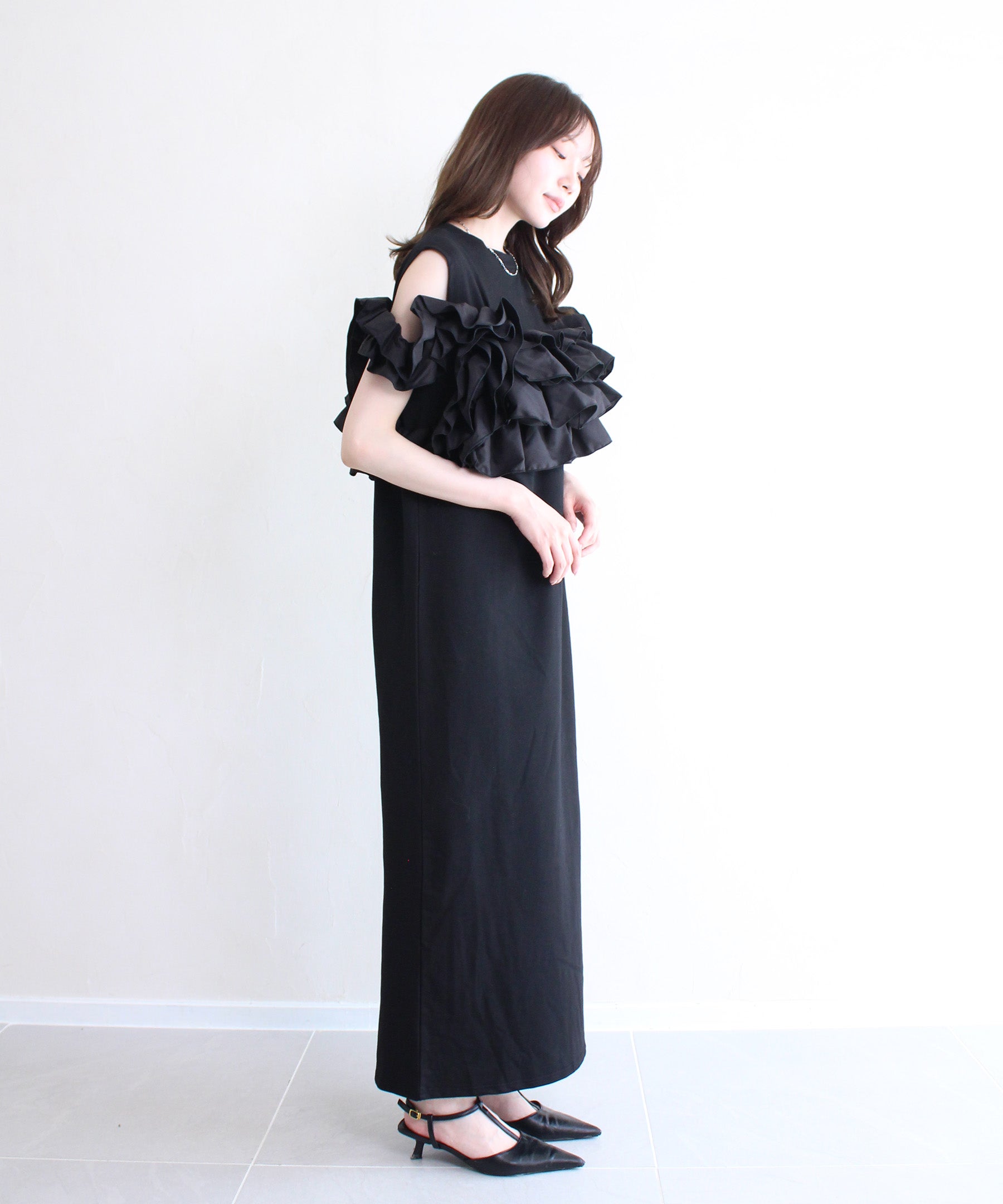 frill bustier knit onepiece | Reurie'（レウリィ）