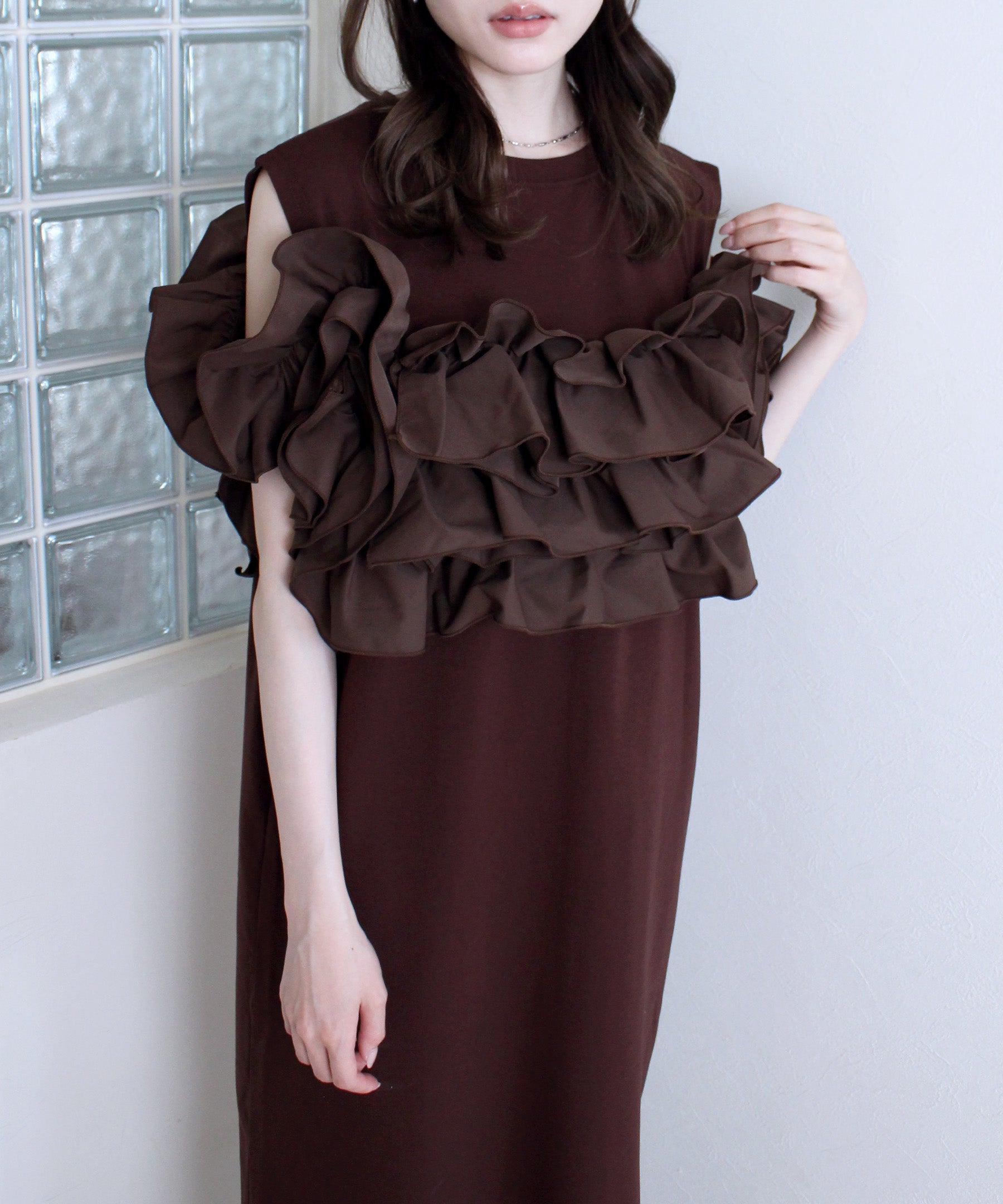 frill bustier knit onepiece | Reurie'（レウリィ）