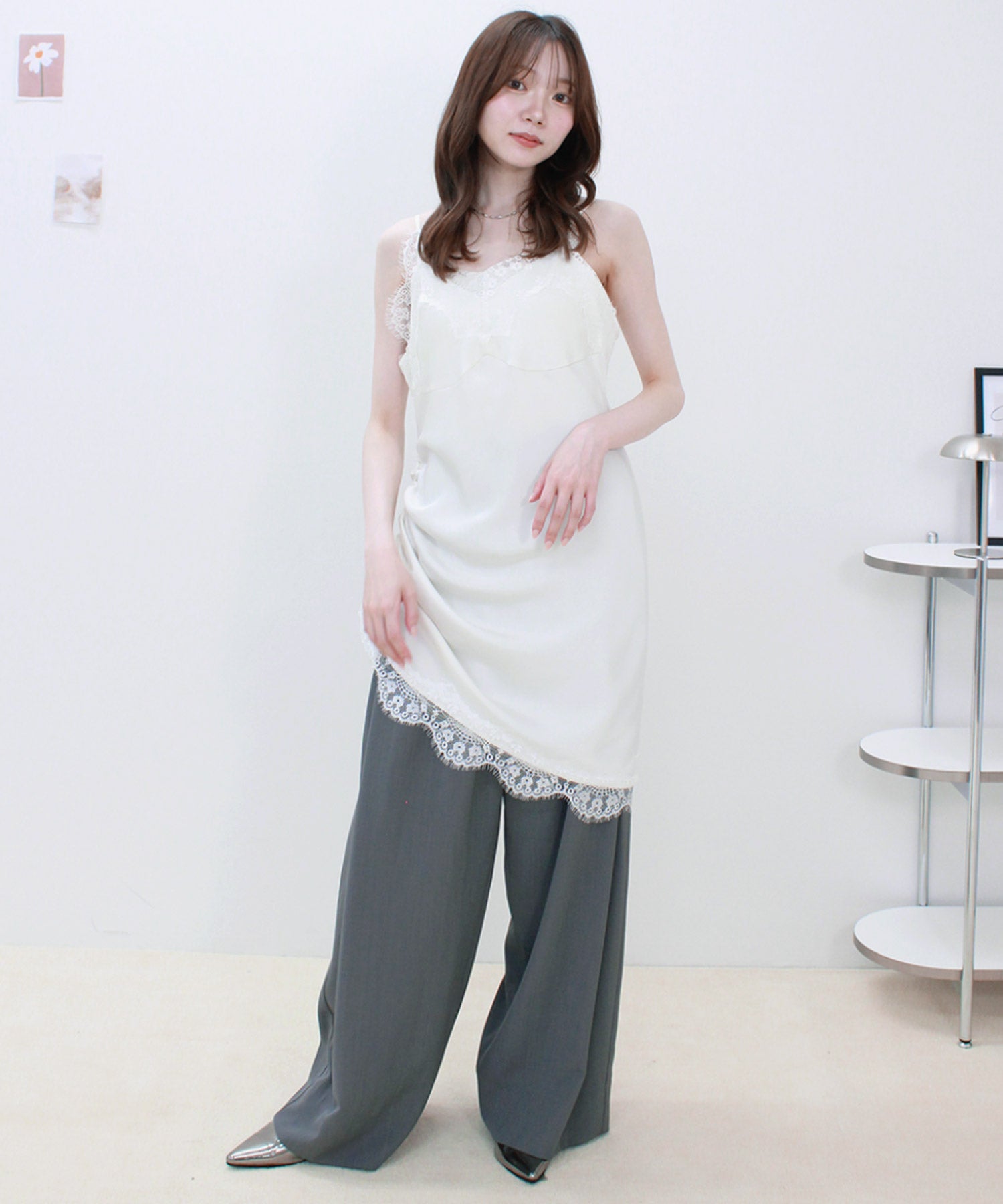 SET価格】satin cami onepiece + tuck wide slacks | Reurie'（レウリィ）