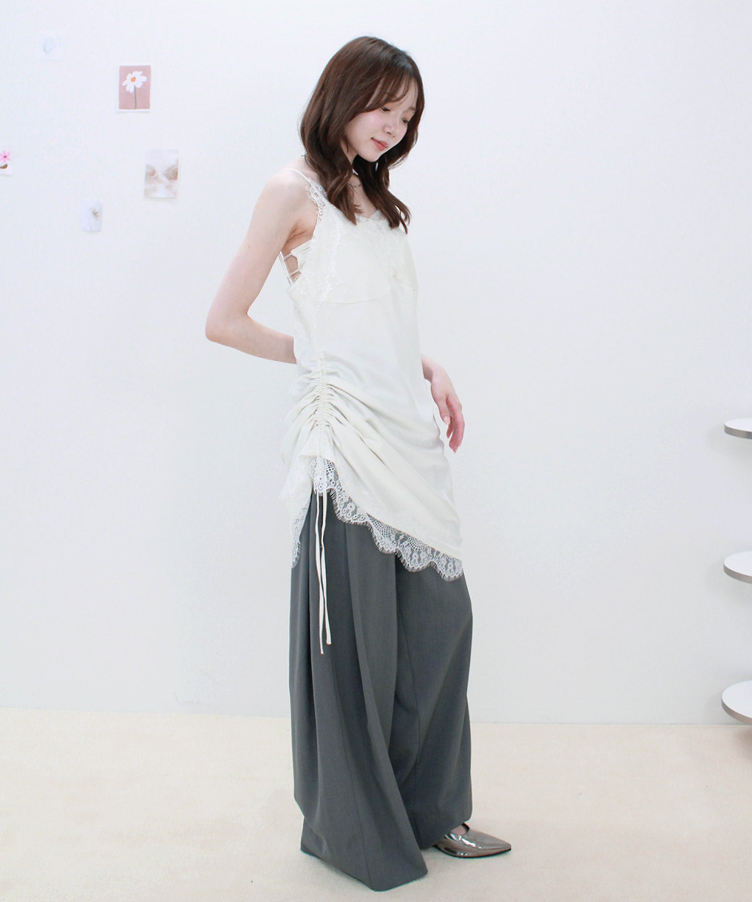 SET価格】satin cami onepiece + tuck wide slacks | Reurie'（レウリィ）
