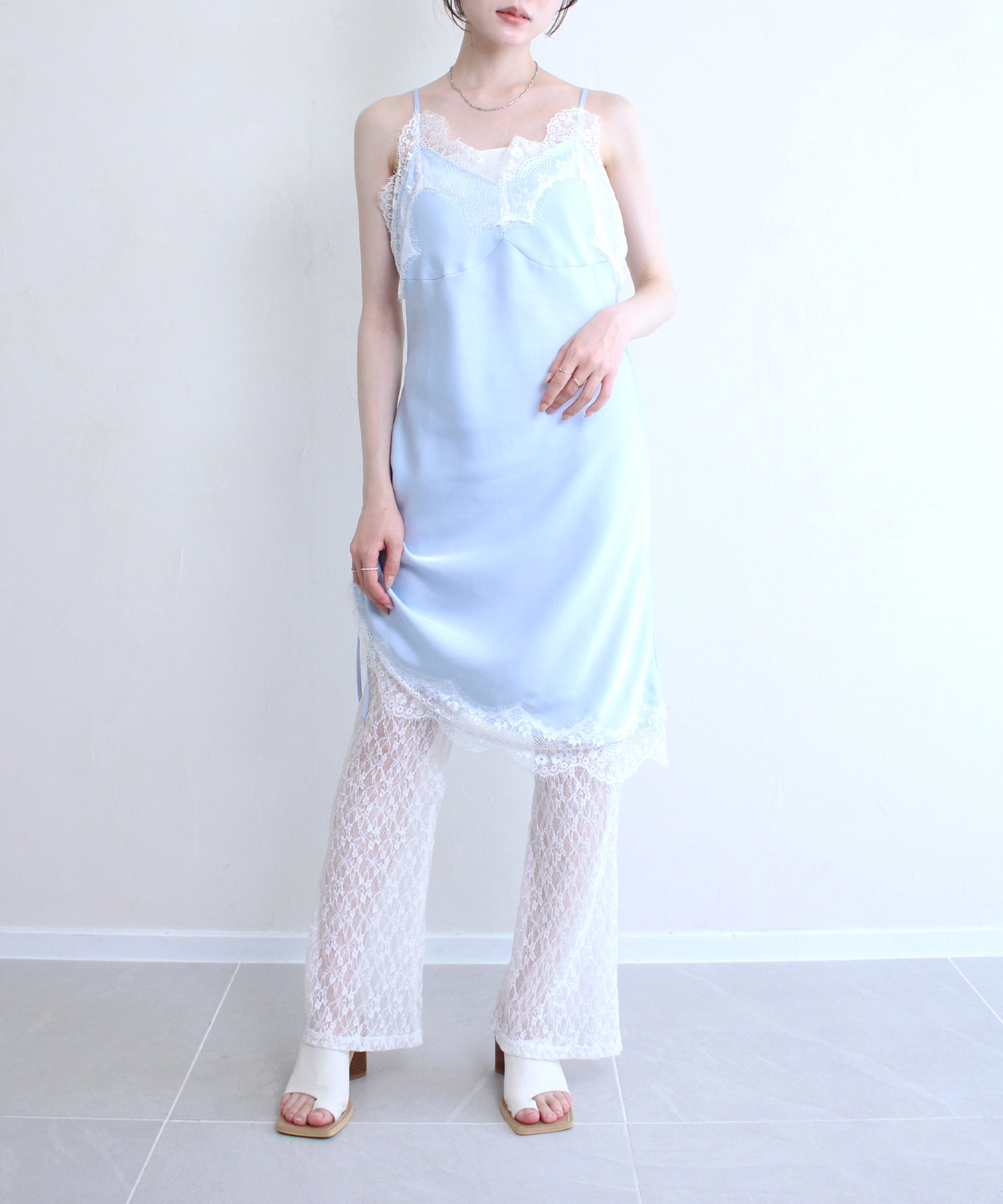 SET価格】satin cami onepiece + tuck wide slacks | Reurie'（レウリィ）